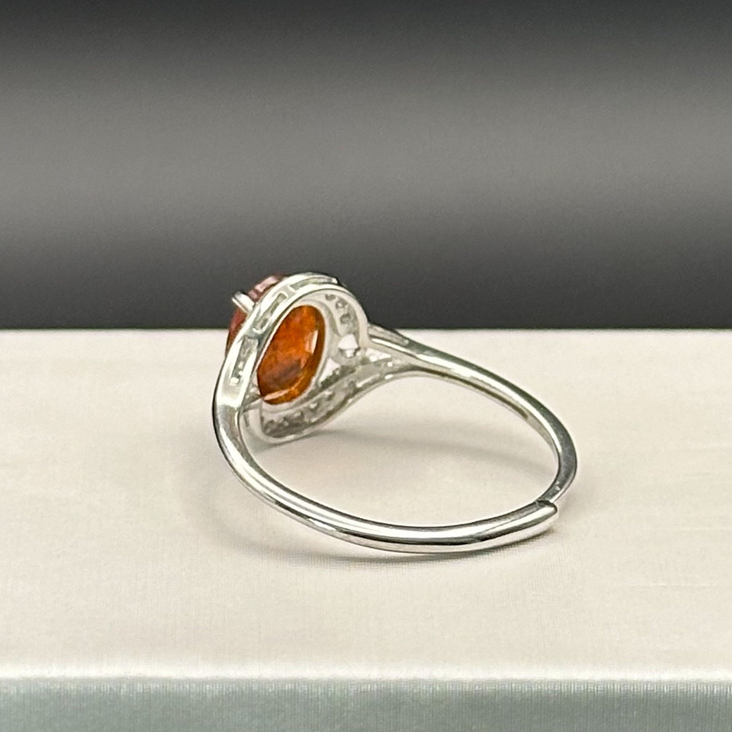 Large Oval Ring - Orange Garnet - Eerie Threads