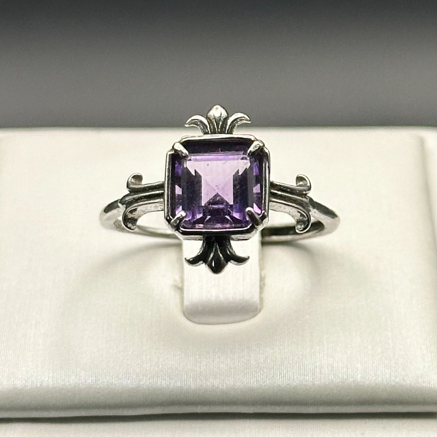 Ornate Square Ring - Amethyst - Eerie Threads