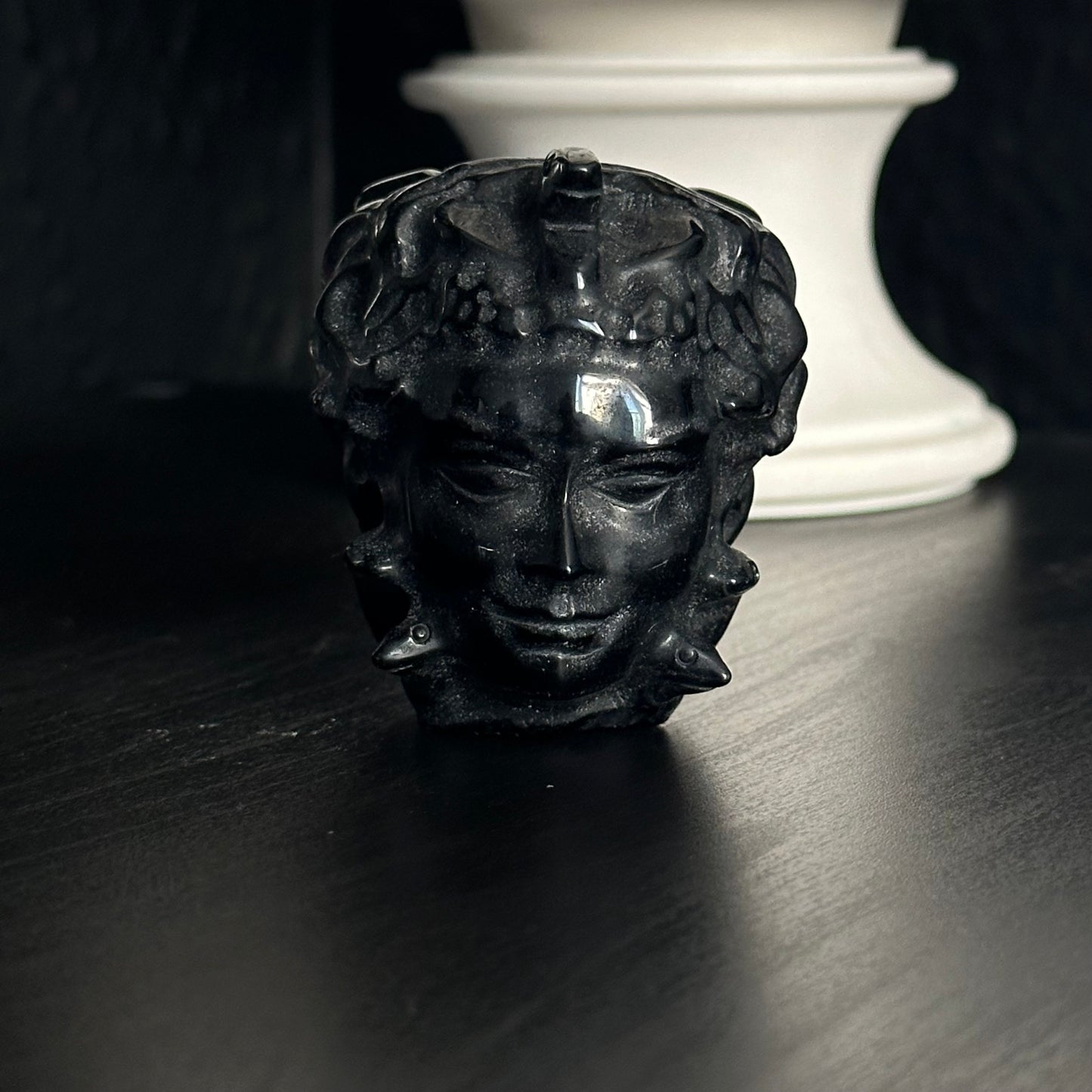 Obsidian Medusa Carving