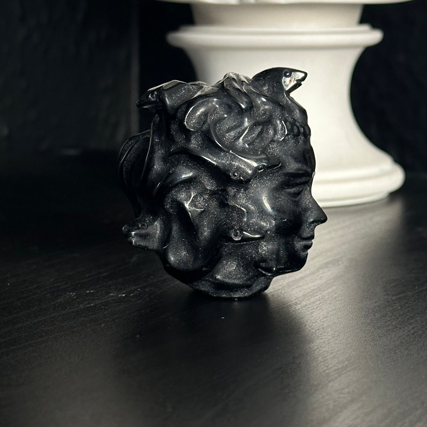 Obsidian Medusa Carving