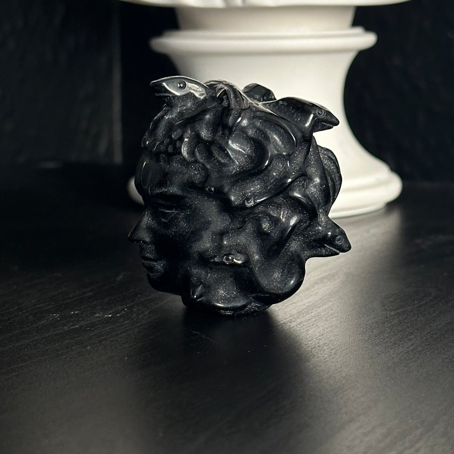 Obsidian Medusa Carving